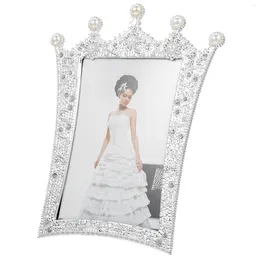 Frames Pearl Crown Po Frame Tabletop Holder Decorative High Transparency Glass Vintage