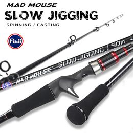 MADMOUSE slow jigging rod Japan fuji parts 1.9M 12kgs lure weight 60-150g pe0.8-2.5 boat rod spinning/casting Ocean Fishing Rod 240108