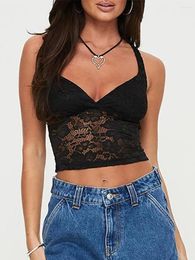 Women's Tanks Sleeveless Tank Tops Tight Fitted Plunge Deep V Neck Lace Flower Embroidery Cami Shirt For Party Club Night
