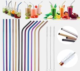 6215mm Stainless Steel Drinking Straws Reusable Colorful Metal Straw Cleaning Brush for Party Wedding Bar1935578