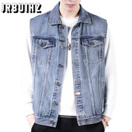 Man Vest Mens Men for Jackets Sleeveless Jeans Denim Jacket Veste Homme Cotton Comfort 240108