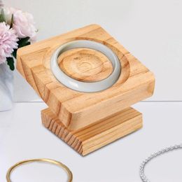 Jewelry Pouches Wooden Bead Pendant Bracelet Bangle Display Tray Rack Organizer Holder Square For Retail Dresser Store Showcase Shop