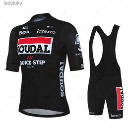 Cycling Jersey Sets Soudal Quick Step Cycling Jersey Men Sets Bike Clothing Breathable Anti-UV Bicycle Wear/Short Sleeve Malllot Ciclismo HombreL240108