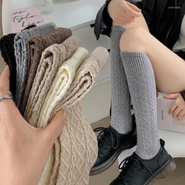 Women Socks Korean Knee High Cotton Solid Color Long Sock Stockings Warm Ladies Girls Female Street Fashion Casual Retro