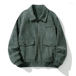 Men's Jackets 2024 Spring And Autumn Classic Corduroy Lapel Jacket Casual Fashionable Loose Versatile Large Size Safari Style
