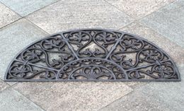 Cast Iron Doormat Half Round Tulip Scrolled Door Mat Antique Decorative Metal Mat Brown Vintage Home Garden Yard Patio Grass Ornam5144772