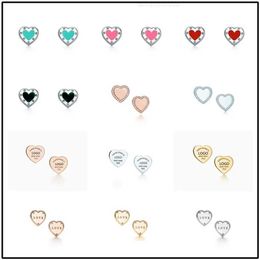 25 Sterling Silver Heart-shaped Series Earrings Classic Fashion Exclusive Blue Enamel Splash Jewellery 220114 U7C8