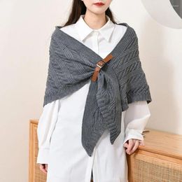 Bandanas Autumn And Winter Triangle Scarf Knitted Wool Shawl Top Outer Dual-Purpose Buckle Cape