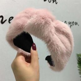 Hair Clips Faux Fur Head Band Knot Headwear Winter Accessories For Women Hairbands Fashion Bezel Headbands