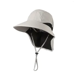 Berets Men Women Lightweight Hiking Camping Wide Brim Solid With Neck Flap Sunshade Summer Sun Hat Adjustable Breathable Fishing