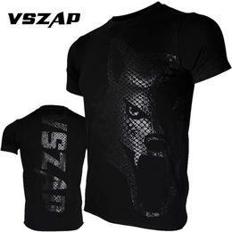 VSZAP Tactical Jujitsu MMA Thai Fiess Training Short-sleeved Cotton Men's Taekwondo Boxing T-shirt