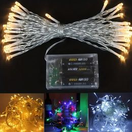 1 Set,236.22inch/40leds Light String Garland, LED BATTERY OPERATED, Christmas Tree Fairy Light Chain, Waterproof Plastic Copper Button Control, Home Room Scene Decor