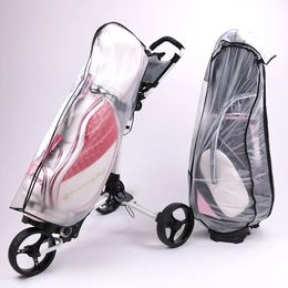 PVC Golf Bag Rain Cover Translucent Golf Bag Waterproof Cover with Zipper Golf Pole Bag Cover Portable Outdoor Golf Supplies 240108