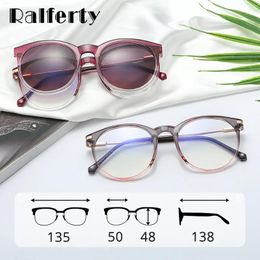 Sunglasses Ralferty Magnetic Round Sunglasses Women Polarised Clips on Glasses 2 in 1 Sunshades 0 Diopter Prescription Myopia Optical Frame