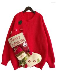 Women's Sweaters 2024 Arrivals Oversize Autumn Winter Christmas Sweater Women Holidays Big Socks Snowman Knit O-Neck Pullovers Warm Jumper