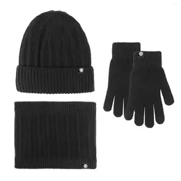 Ball Caps Women's Autumn And Winter Woollen Hat Set Outdoor Warmth Thickened Scarf Gloves Women