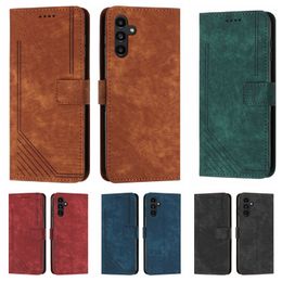 Wallet Cases For Redmi K70 K70E Note 13 Pro Moto G34 G04 G Play 2024 Power 2024 Samsung A35 A55 Business Vertical Leather Lines ID Card Holder Flip Cover Pouch Strap