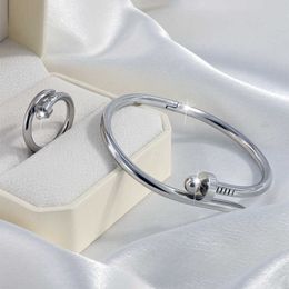 A Classic Cartres Bangle New stainless steel round ball bracelet with Personalised mastery and minimalist ring set versatile elegant for women