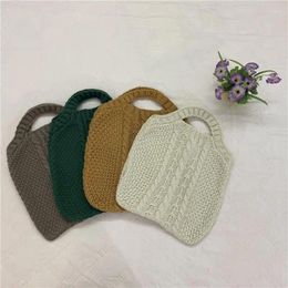 Shopping Bags 2024 Winter Women Tote Bag Solid Color Shoulder Female Knitting Wool Weave Handbag Casual Large Capacity