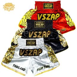 Vszap Thai Training Shorts Lotus Tiger Fighting Boxing MMA Sanda Fiess Sports Leisure Embroidery Pants