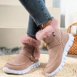 Fur Warm Chelsea Snow Boots Winter Women Casual Shoes Short Plush Suede Ankle Flats Gladiator Sport Ladie Botas mujer 240108