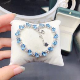 Gemstone 925 Silver Bracelet for Wedding 10.5ct Natural Topaz Bracelet Keep Shining 3 Layers 18K Gold Plating Topaz Jewellery