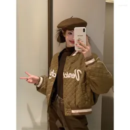 Women's Trench Coats Korean Style Baseball Cotton Jacket Autumn 2024 Letters Embroidered Versatile Thin Parkas Female Clothes