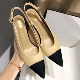 Designer single shoes women's high heels 2023 new two-color fashion classic Colour matching high heels Bao head dress shoes