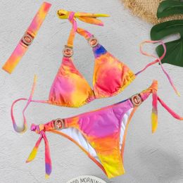 Print Sexy Bikinis Swimsuits With Rhinestones Women's Swimwear Female Push Up Bikini Beach Swim Wear Bathing Suits Pool Bather 240108