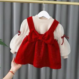 Girl Dresses Girls Dress 2024 Plaid Plush For Kids Autumn/Winter Children Princess Costume Christmas Party Baby Clothes