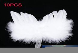10pcs Christmas Decroations Angel Feather Wings Hanging Props White Plush Feather Ornament Party Decor4423351