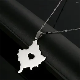 Pendant Necklaces Stainless Steel Kosovo Map Necklace Silver Colour Kosoves Heart Chain Jewellery