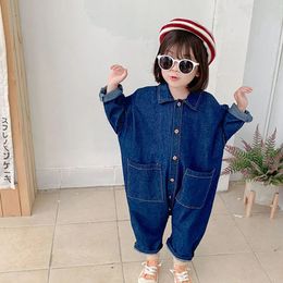 MILANCEL Kids Overalls Denim Girls Clothes Spring Boys Jumpsuits Loose Style Girls Playsuit 240108