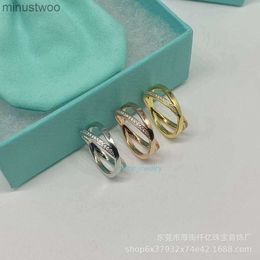 Rings Jewellery Thome S925 Sterling Silver Cross Set Diamond Ring Wide Narrow Fashion Simple Sense 3SWP SF1K