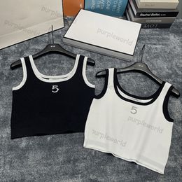 Summer Short Tank Tops Women Knitted Vest Sexy Tops Letter Embroidered Pullover Sleeveless Tops