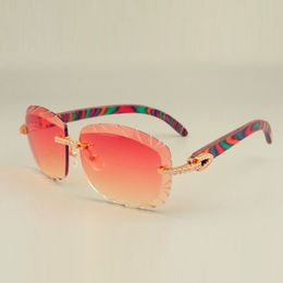 sunglasses 8300715 natural color wooden arms glasses luxury medium diamond sunshade mirror
