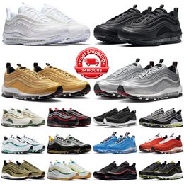 Designer 97 running shoes men women 97s sneakers Triple Black White Sean Wotherspoon Silver Gold Bullet University Red Volt mens trainers outdoor sports runners