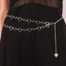 Belts Fashion Metal Heart Chain Belt For Women Double Layer Waist Dress Jeans Lady Decorative Waistband Accessories