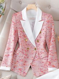 Fashion Red Plaid Ladies Blazer Jacket Women Long Sleeve Single Breasted Female Casual Coat For Autumn Winter 240108