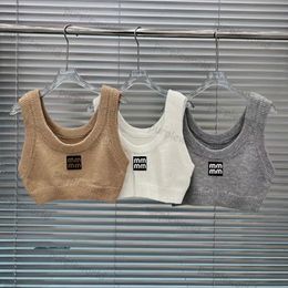 Women Designer Tank Tops Sweater Slim Fit Letter Crew Neck Pullover Knitted Vest Sleeveless Tops