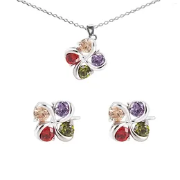 Necklace Earrings Set 2 Pack Windmill Style Zircon Pendant For Women Girl Girlfriend Valentine's Day Christmas Gifts Fashion