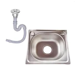 Kitchen Storage Stainless Steel Sink With Water Pipe Fast Drainage Single Bowl