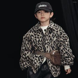 Jackets Boy Coat Jacket Clothing Coats 2024 Winter Style Casual Children Leopard Collar Trend Cotton-padded