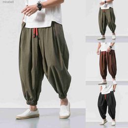 Men's Pants Classic Mens Polyester Sweatpants Loose Long Harem Pants Casual Sports Workout Joggers Solid Drawstring Track Trousers 2024 YQ240108