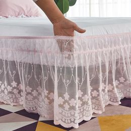 Top Selling Pretty Design 18 Inch Drop Delicate Ruffles Floret Lace Bed Skirt With Strong Elastic Belts-WomenLadyGirls Love 240106