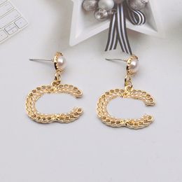Mixed Simple Gold Plated Silver Luxury Brand Designers Letters Stud Geometric Famous Women Round Crystal Rhinestone Pearl Earring Wedding Party Diamond 8217
