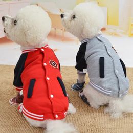 Dog Apparel Pet Clothes Autumn Winter Medium Small Varsity Jacket Fashion Sweater Kitten Puppy Handsome Coat Chihuahua Yorkshire Poodle