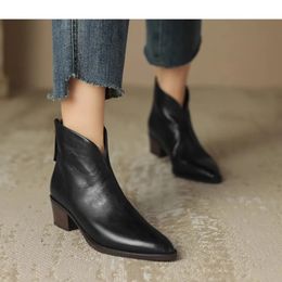 Women Ankle Boots Winter Low Heels Round Size 40 Casual Shoes Pu Leather Female Chelsea 240108