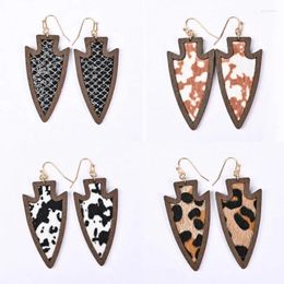 Dangle Earrings Handmade Genuine Leather And Wood Arrowhead For Women Western Arrow Jewelry Wholesale