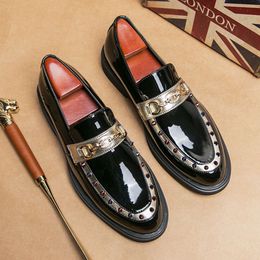 Men Oxford Dress Gentleman's Stylish Business Formal Shoe Flats Wedding Shoes Elegant Patent Leather Loafers